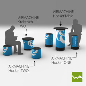 Aufblasbarer Stehtisch und Hocker - Aufblasbarer Stehtisch und Hocker