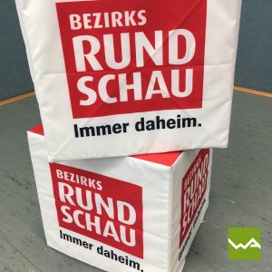 Sitzwürfel bedruckt – Bezirksrundschau 2