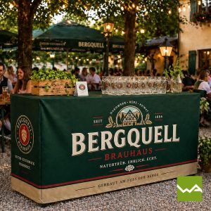 Bierzeltgarnitur Hussen - Biertischhussen Bergquell Brauhaus