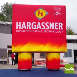 Aufblasbare Werbewand Hargassner 5x4,5x1,5 Meter Unteransicht