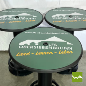 Werbestehtisch bedruckt - LFS Obersiebenbrunn Tischplatten