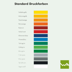 Tennisblende - Farbtabelle Druckfarben