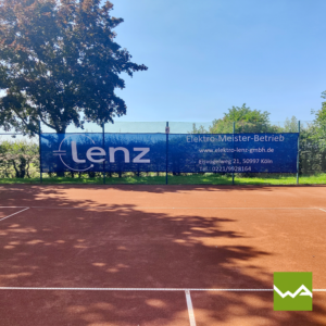 Tennisblenden für Linz AG auf einem Zaun